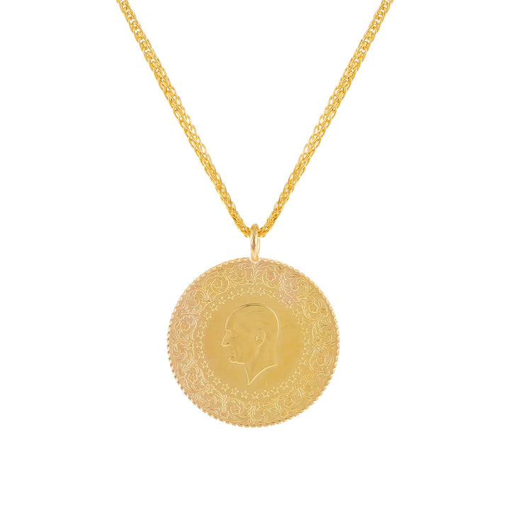 14K Gold Jumbo Vintage Coin Necklace 14K - Adina Eden's Jewels