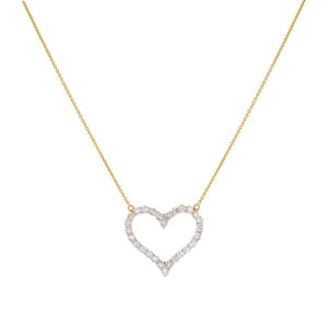 14K Gold Large Diamond Heart Necklace 14K - Adina Eden's Jewels