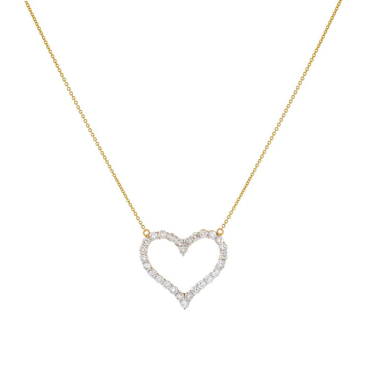 14K Gold Large Diamond Heart Necklace 14K - Adina Eden's Jewels