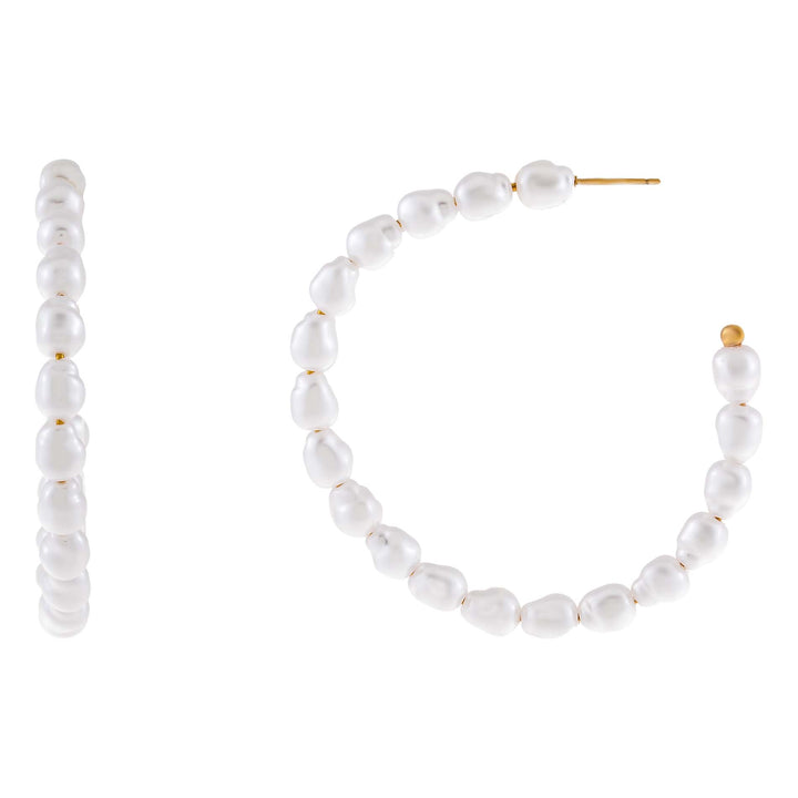 Pearl White Large Multi Pearl Hoop Earring - Adina Eden's Jewels