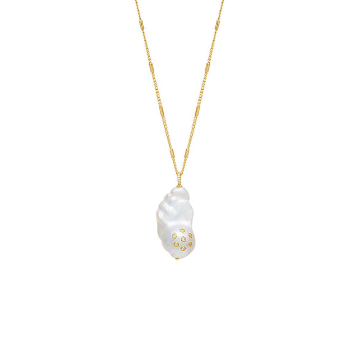 Mother of Pearl / 20IN Multi CZ Bezel Pearl Necklace - Adina Eden's Jewels