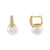 Pearl White Large Pearl CZ Huggie Earring - Adina Eden's Jewels