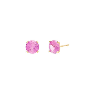 Sapphire Pink Solitaire Round Stud Earrings - Adina Eden's Jewels