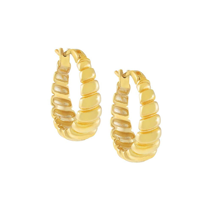 Gold Large Ridged Hoop Earring - Adina Eden's Jewels