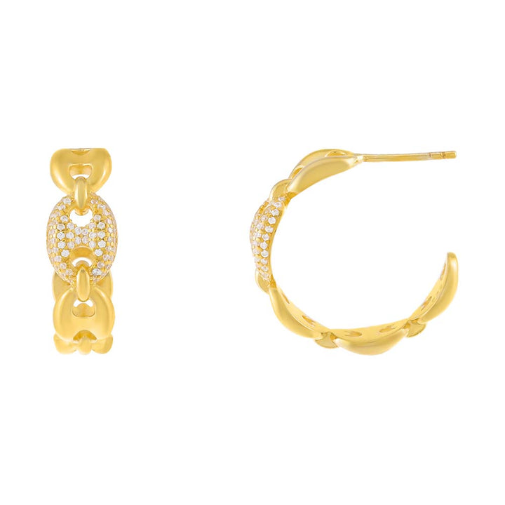 Gold Pavé Accent Mariner Hoop Earring - Adina Eden's Jewels