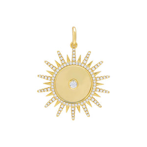 Gold / 29MM Pavé / Solid Spike Medallion Necklace Charm - Adina Eden's Jewels