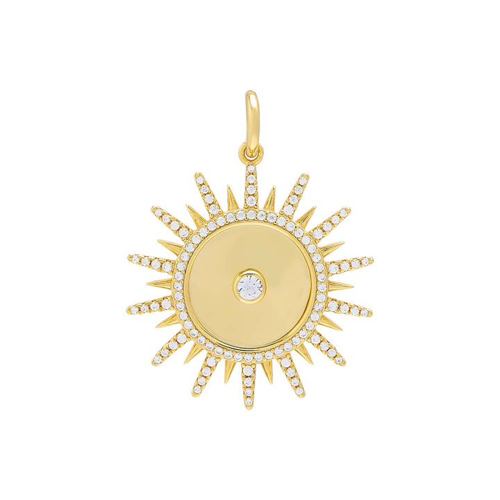 Gold / 29MM Pavé / Solid Spike Medallion Necklace Charm - Adina Eden's Jewels