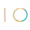 Turquoise Large CZ X Enamel Huggie Earring - Adina Eden's Jewels