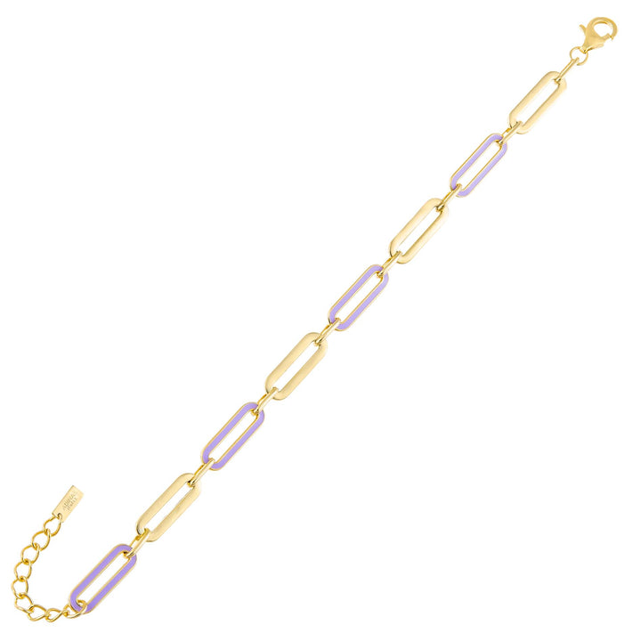 Lilac Pastel Enamel Oval Link Bracelet - Adina Eden's Jewels