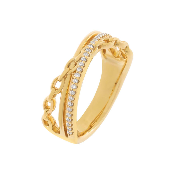 Gold / 6 Pavé x Link Crossed Ring - Adina Eden's Jewels