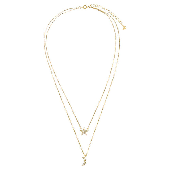  Pavé Star X Moon 2 In 1 Necklace - Adina Eden's Jewels
