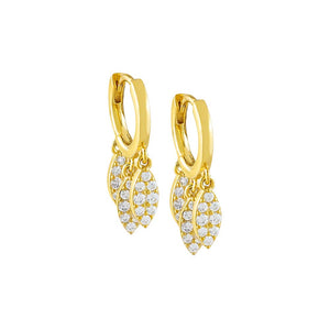 Gold Dangling CZ Leaf Huggie Earring - Adina Eden's Jewels