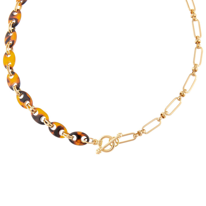 Tortoise Mariner X Oval Link Toggle Necklace - Adina Eden's Jewels