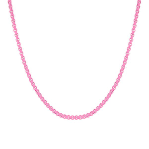 Pink / 2.5 MM Pink Enamel Rope Chain Necklace - Adina Eden's Jewels