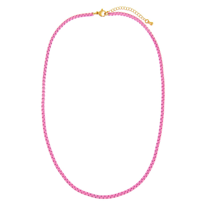 Round Pink Chain Pink Enamel Rope Chain Necklace | Adina Eden Jewels