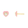 Sapphire Pink Enamel CZ Heart Stud Earring - Adina Eden's Jewels