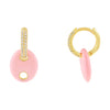 Sapphire Pink Enamel x Pavé Mariner Huggie Earring - Adina Eden's Jewels
