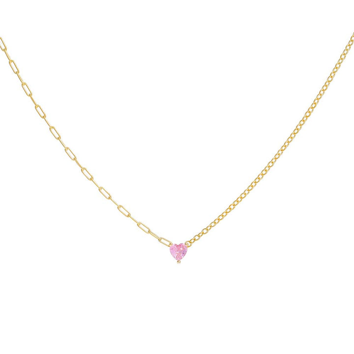 Gold Tiny Colored Heart Mixed Chain Necklace - Adina Eden's Jewels
