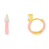 Sapphire Pink CZ Teardrop Enamel Huggie Earring - Adina Eden's Jewels