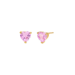 Sapphire Pink Colored Heart CZ Stud Earrings - Adina Eden's Jewels