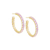 Dusty Pink Colored Round Stone Hoop Earring - Adina Eden's Jewels