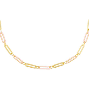 Pink Enamel Oval Link Necklace - Adina Eden's Jewels