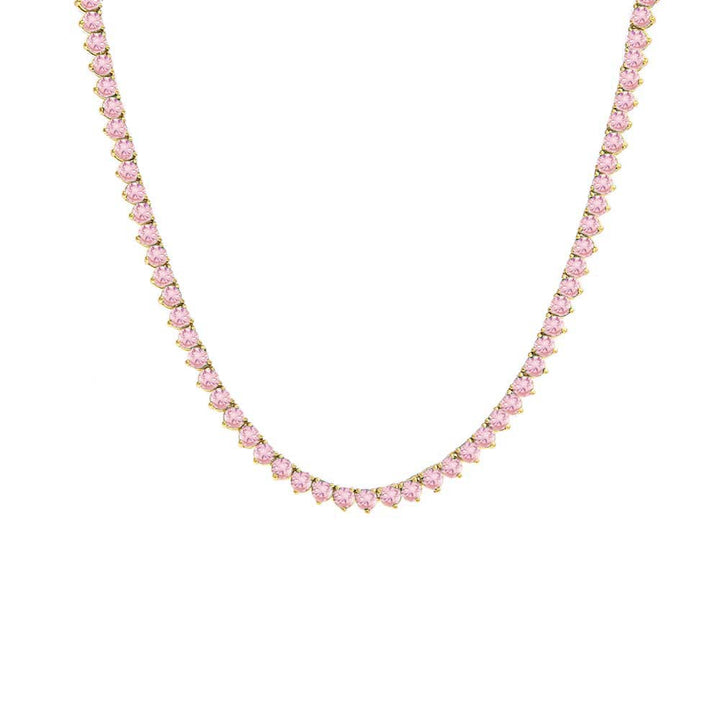 Light Pink Summer Colored Three Prong Tennis Necklace - Adina Eden's Jewels