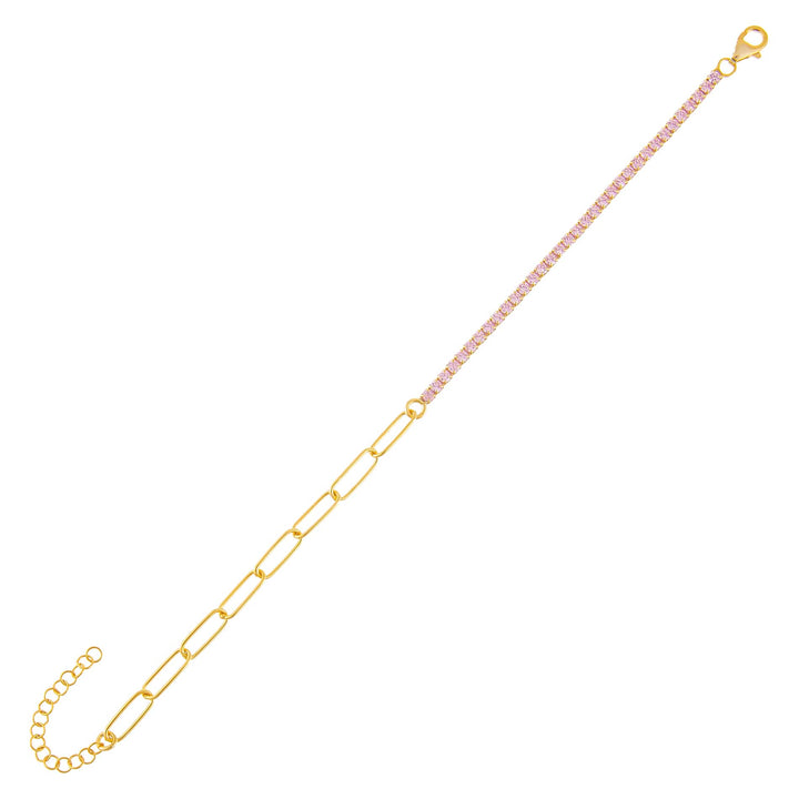 Sapphire Pink Tennis X Link Bracelet - Adina Eden's Jewels