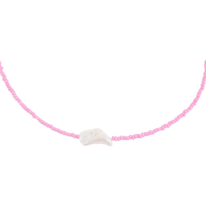 Sapphire Pink Pink Baroque Pearl Beaded Choker - Adina Eden's Jewels