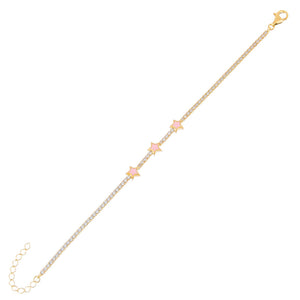  Mini Enamel Triple Star Tennis Bracelet - Adina Eden's Jewels