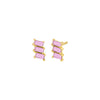 Sapphire Pink / Pair Colored Mini Triple Baguette Stud Earring - Adina Eden's Jewels