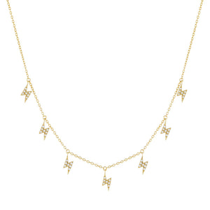 Gold CZ Multi Lightning Bolt Necklace - Adina Eden's Jewels