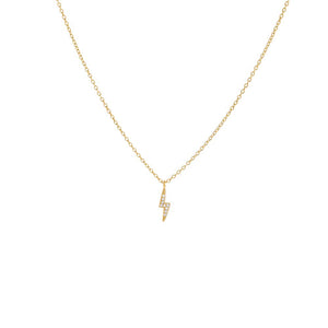 Gold Mini Pavé Lightning Necklace - Adina Eden's Jewels
