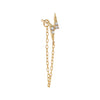14K Gold / Single CZ Lightning Bolt Chain Stud Earring 14K - Adina Eden's Jewels