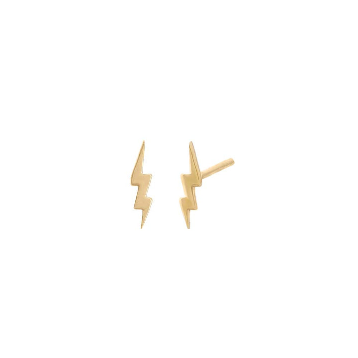 14K Gold / Pair Solid Lightning Bolt Stud Earring 14K - Adina Eden's Jewels