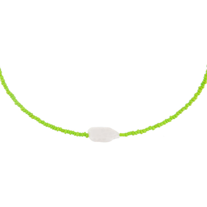 Lime Green Baroque Pearl Color Beaded Choker - Adina Eden's Jewels