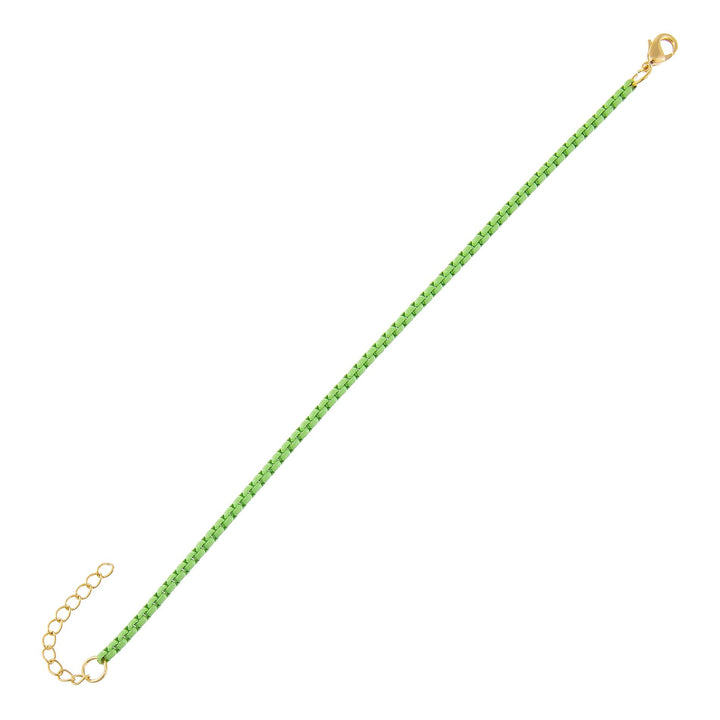 Lime Green Colored Enamel Rope Chain Bracelet - Adina Eden's Jewels