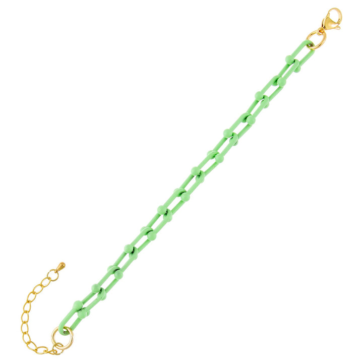 Neon Green Enamel U Chain Bracelet - Adina Eden's Jewels