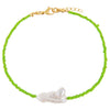Lime Green Baroque Pearl Color Beaded Anklet - Adina Eden's Jewels