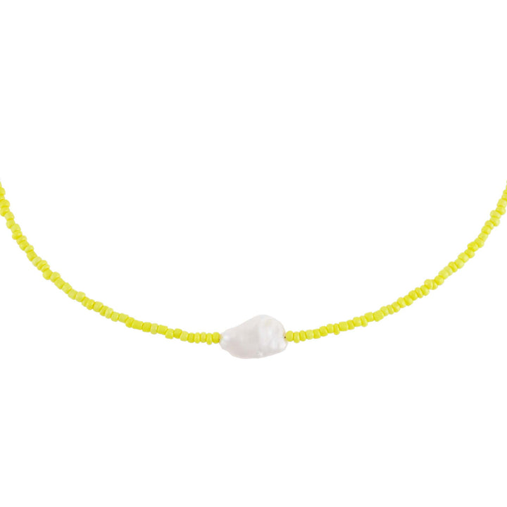 Neon Yellow Baroque Pearl Color Beaded Choker - Adina Eden's Jewels