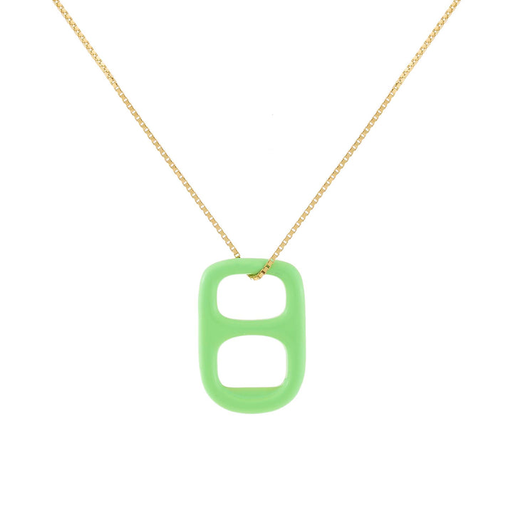 Lime Green Large Enamel Soda Can Top Necklace - Adina Eden's Jewels