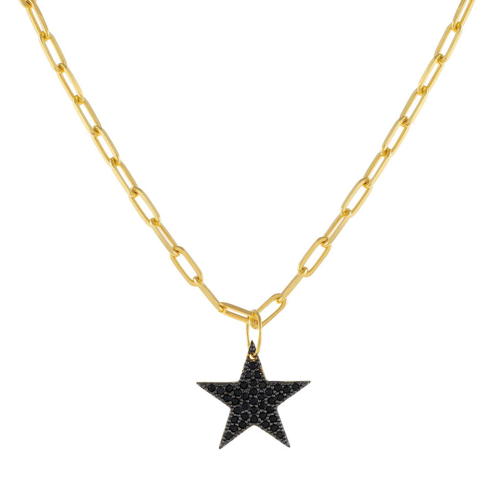 Onyx Pavé Star Charm Link Necklace - Adina Eden's Jewels