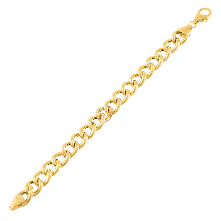 Gold Single Pavé Round Curb Bracelet - Adina Eden's Jewels