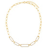  Half Pavé Paperclip Chain Necklace - Adina Eden's Jewels