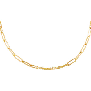 14K Gold Paperclip X Double Chain Necklace 14K - Adina Eden's Jewels