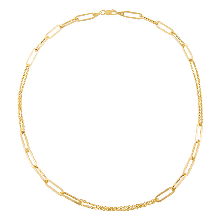  Paperclip X Double Chain Necklace 14K - Adina Eden's Jewels