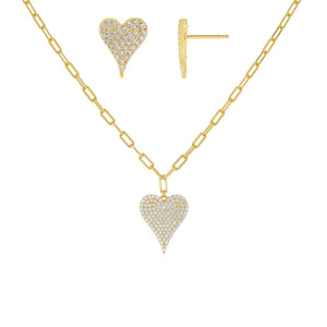 Gold Pavé Heart Link Combo Set - Adina Eden's Jewels
