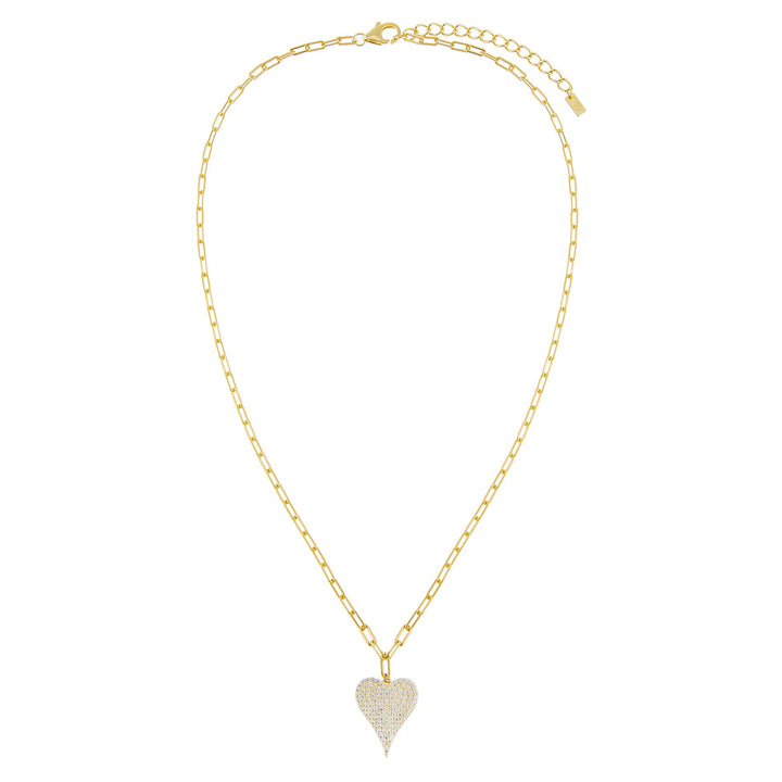  Pavé Heart Link Necklace - Adina Eden's Jewels