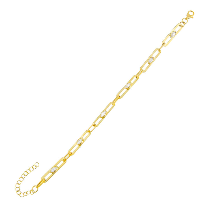 Gold CZ Colored Oval Link Bracelet - Adina Eden's Jewels