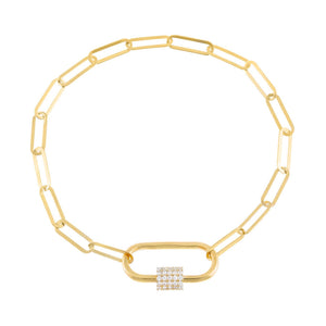 Gold Pavé Toggle Link Bracelet - Adina Eden's Jewels